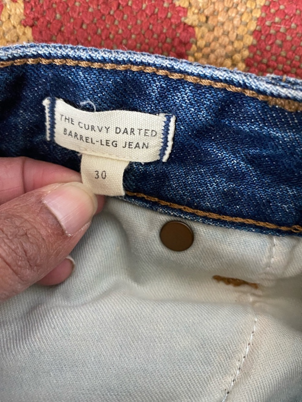 Madewell Curvy Darted Barrel Leg Dark Blue Denim Jeans - Picture 4 of 4